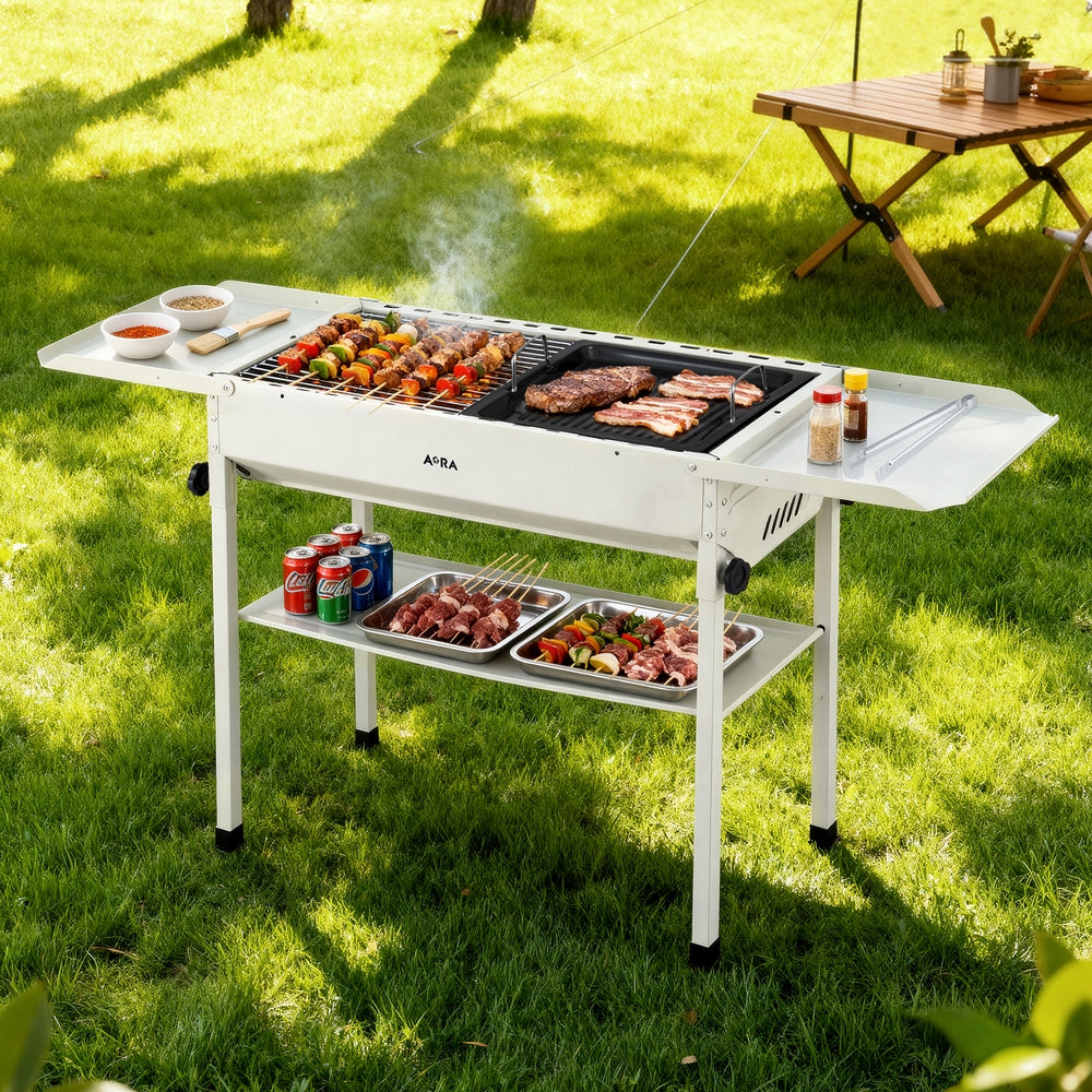 Grillz Portable BBQ Grill w/ Stainless Steel Racks & Pans for Outdoor-0
