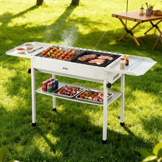 Grillz Portable BBQ Grill w/ Stainless Steel Racks & Pans for Outdoor-0