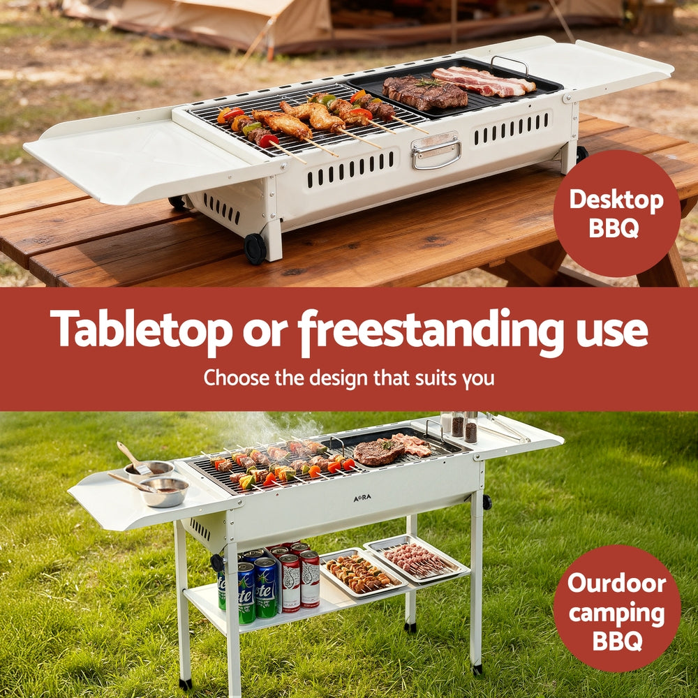 Grillz Portable BBQ Grill w/ Stainless Steel Racks & Pans for Outdoor-5