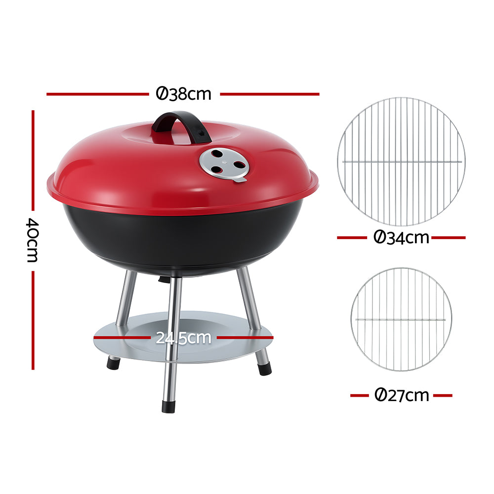 Grillz Charcoal BBQ Grill Portable with Lid for Camping Outdoor-2