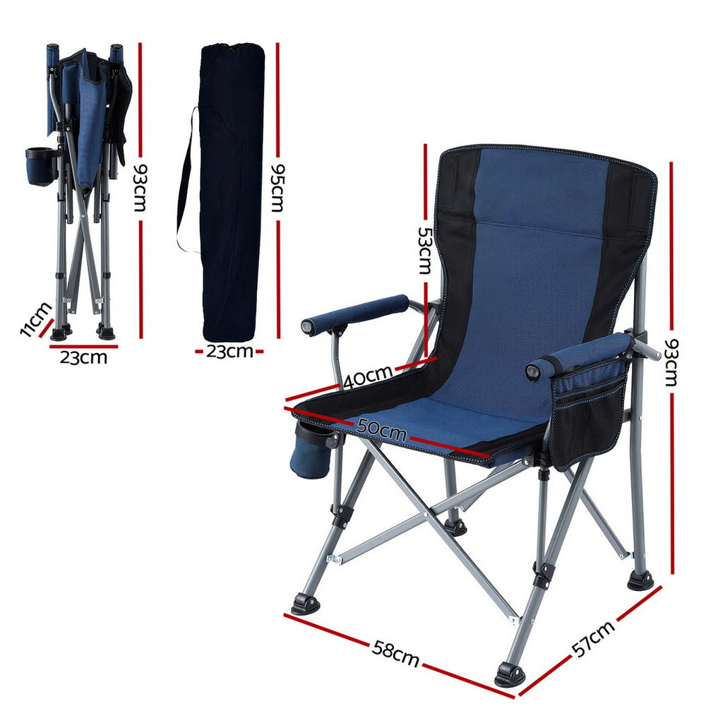 Weisshorn Camping Chair Folding Outdoor Portable Seat Lightweight Beach Picnic Fishing Capacity 120KG Navy Blue-2