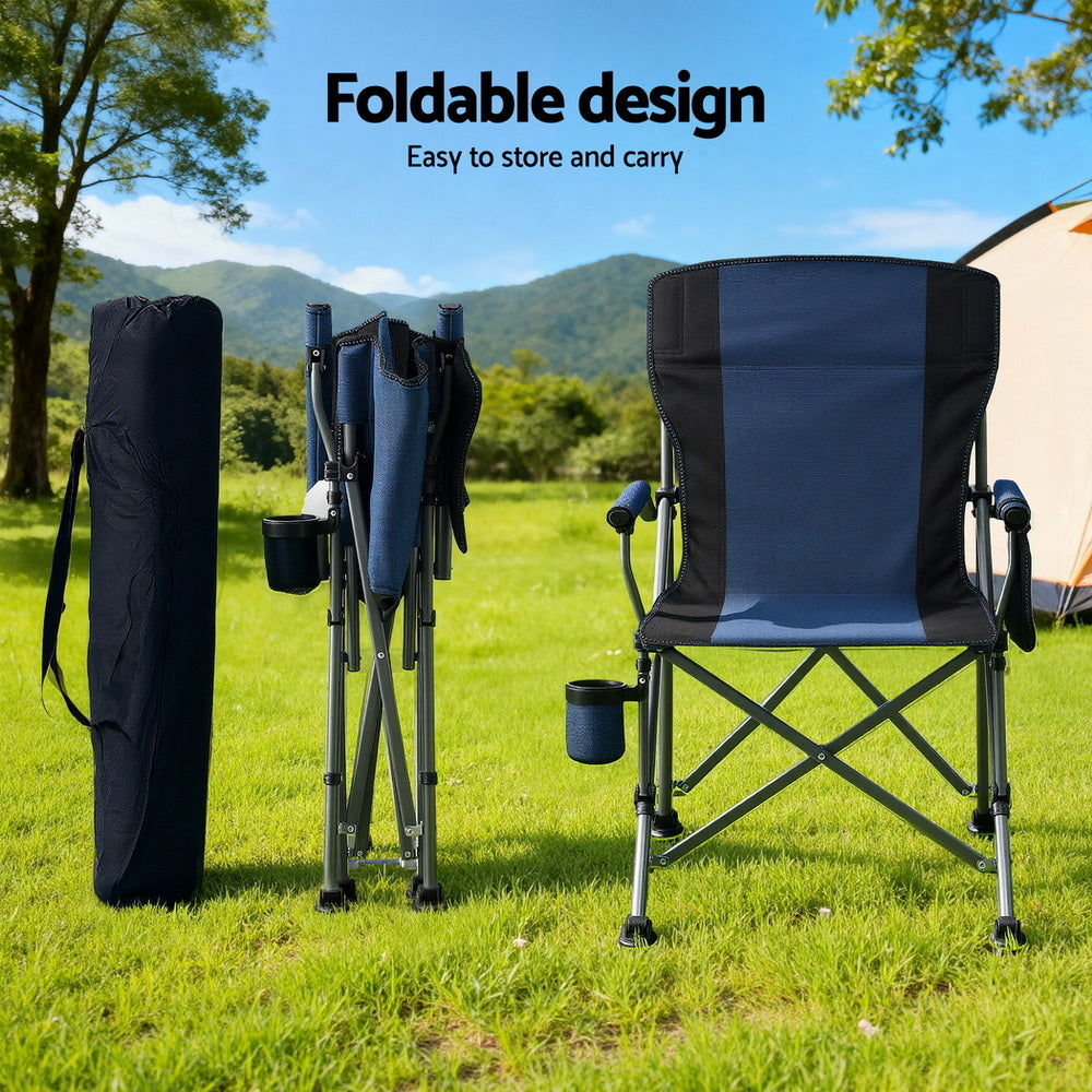 Weisshorn Camping Chair Folding Outdoor Portable Seat Lightweight Beach Picnic Fishing Capacity 120KG Navy Blue-4