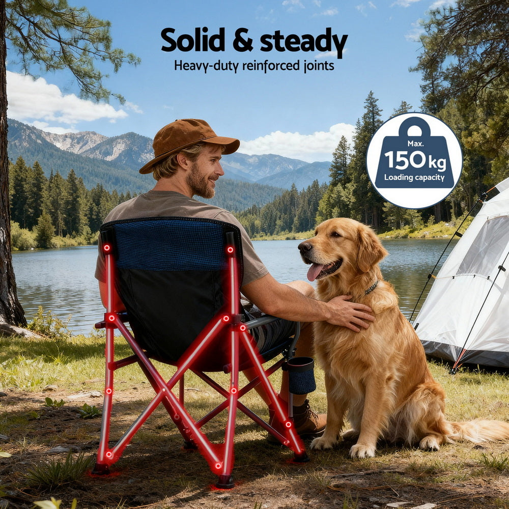 Weisshorn Camping Chair Folding Outdoor Portable Seat Lightweight Beach Picnic Fishing Capacity 120KG Navy Blue-6