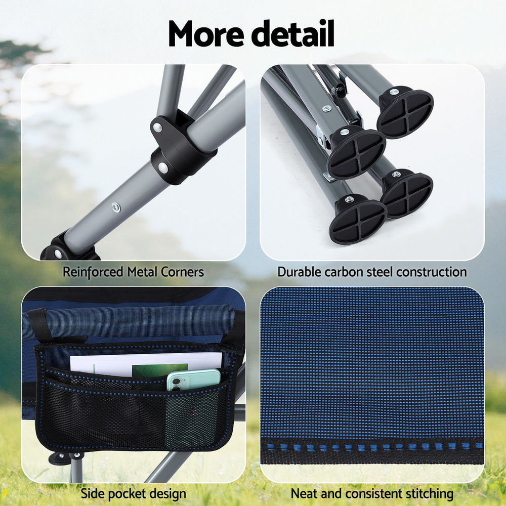 Weisshorn Camping Chair Folding Outdoor Portable Seat Lightweight Beach Picnic Fishing Capacity 120KG Navy Blue-7