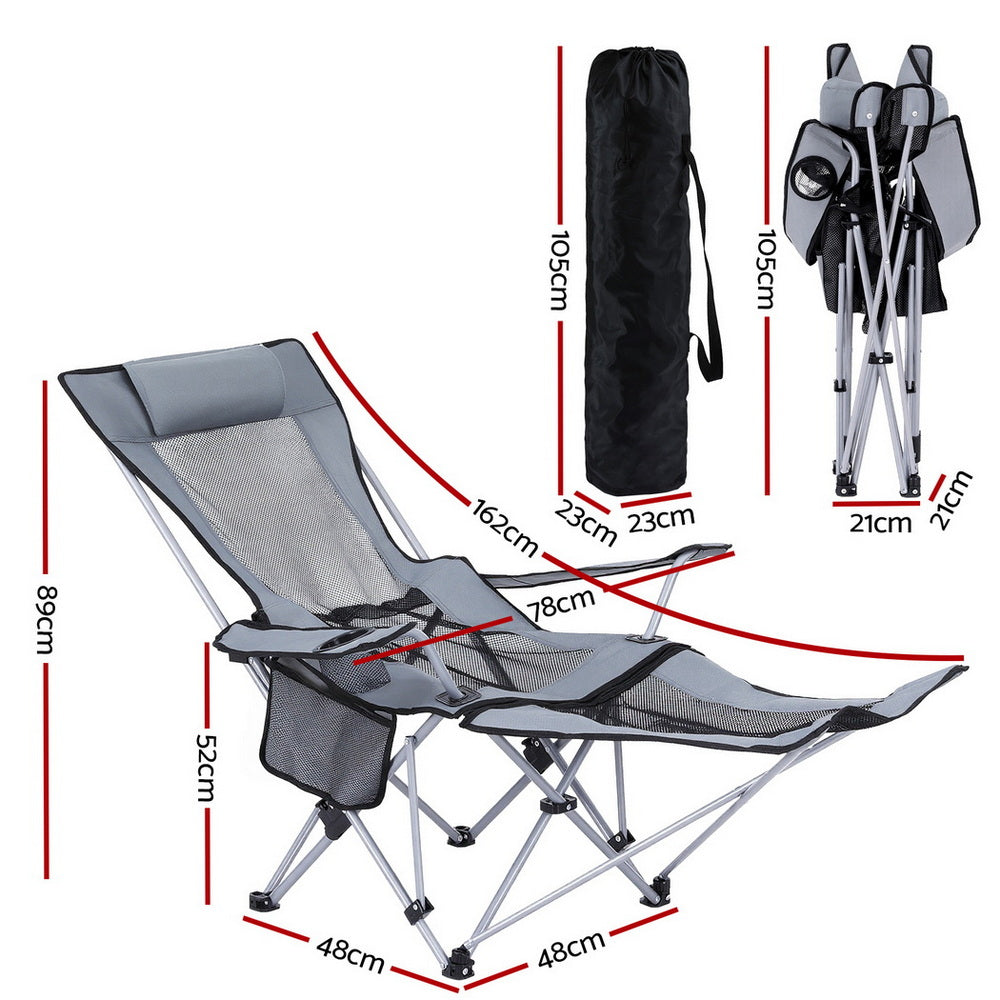 Weisshorn Camping Chair Adjustable Reclining Portable Outdoor Folding Chair Grey-2