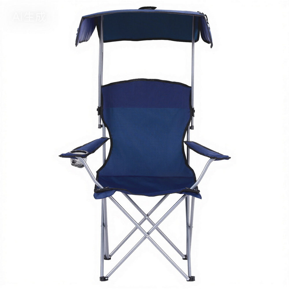 Weisshorn Camping Chair With Canopy Folding Outdoor Portable Seat Lightweight Beach Picnic Fishing Capacity 120KG Navy Blue-3