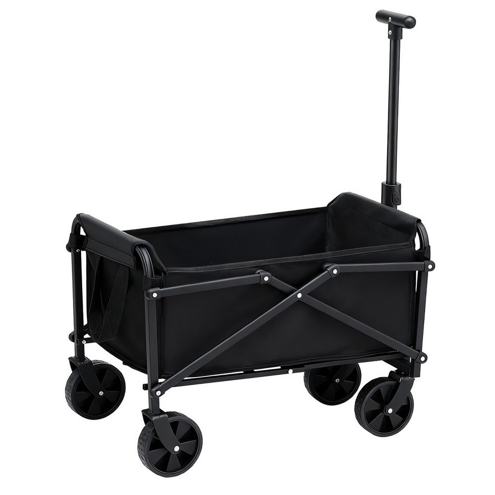 Gardeon Garden Cart Folding Trolley Camping Wagon Barrow Outdoor Beach Black-1