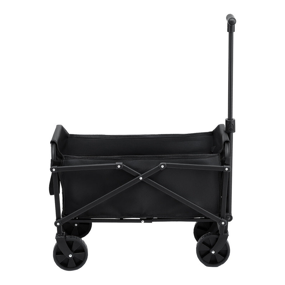 Gardeon Garden Cart Folding Trolley Camping Wagon Barrow Outdoor Beach Black-3