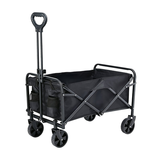 Gardeon Garden Cart Folding Trolley Camping Wagon Barrow Outdoor Beach Black-1