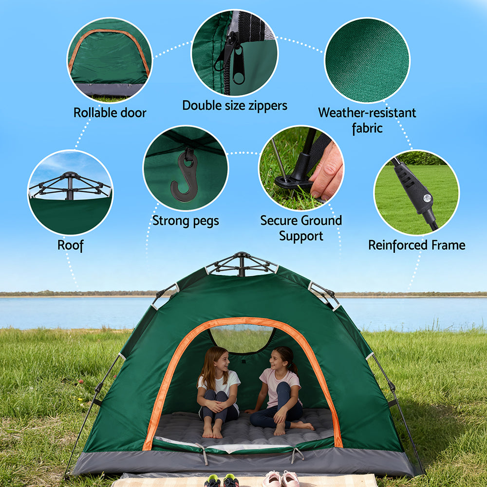 Weisshorn Camping Tent Instant Tent Pop up 2 Person Outdoor Hiking Tents Hiking Green-6