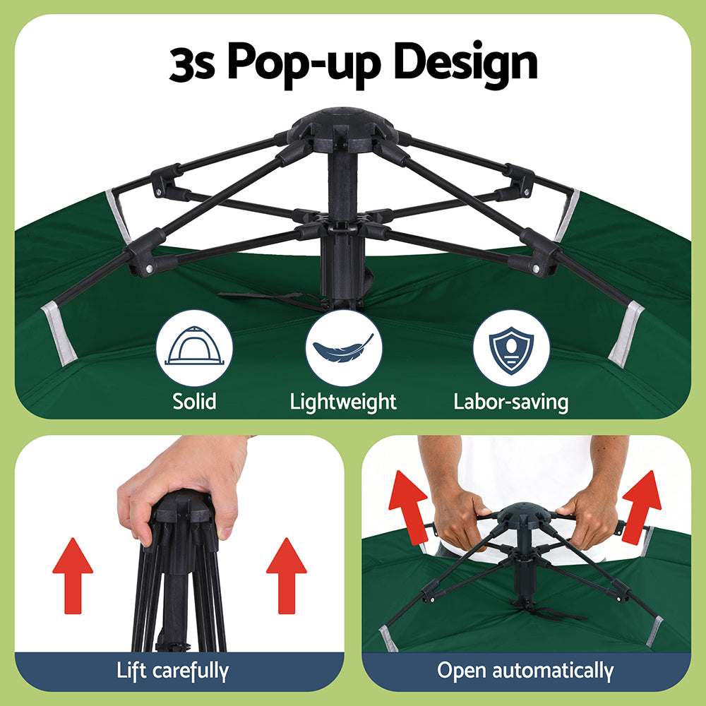 Weisshorn Camping Tent Instant Tent Pop up 2 Person Outdoor Hiking Tents Hiking Green-7