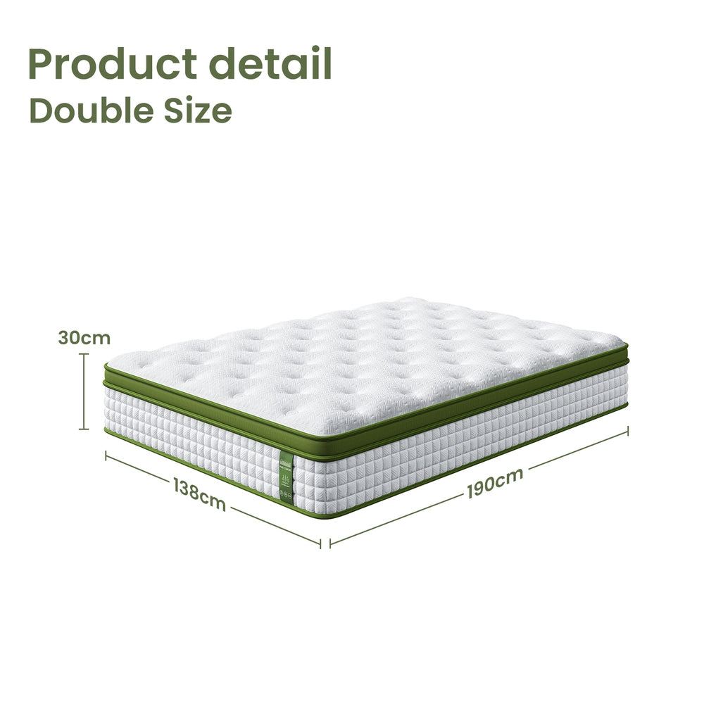 BedStory Double Mattress 30cm Medium Firm Hybrid Mattress for Pressure Relief Motion Isolation-2