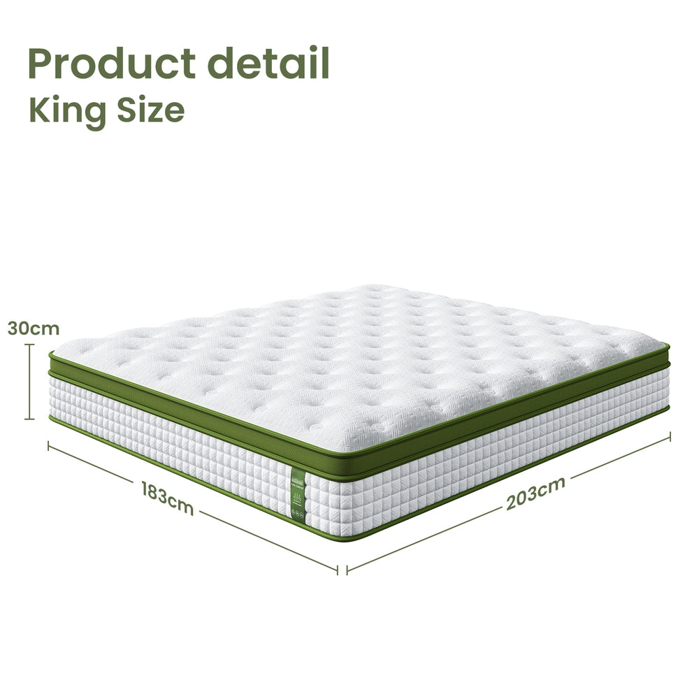 BedStory King Mattress 30cm Medium Firm Hybrid Mattress for Pressure Relief Motion Isolation-3