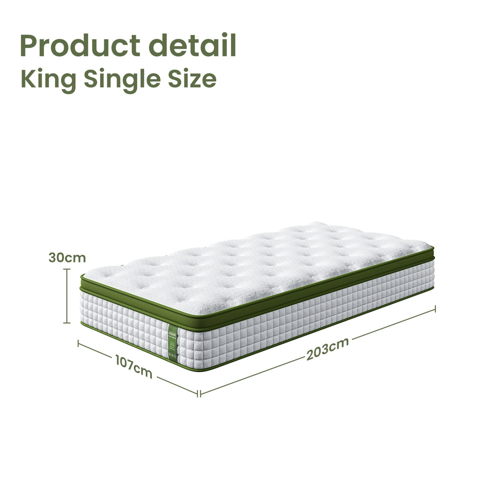 BedStory King Single Mattress 30cm Medium Firm Hybrid Mattress for Pressure Relief Motion Isolation-3