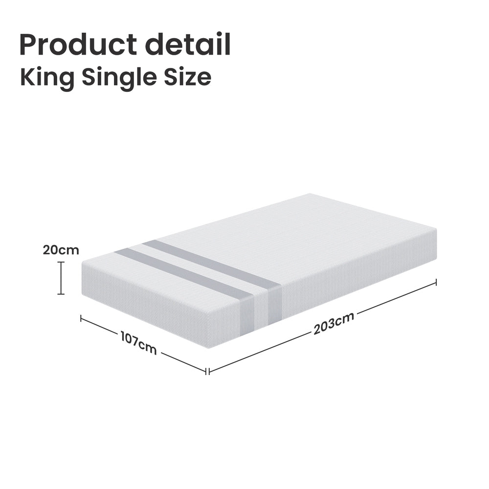 BedStory King Single Memory Foam Mattress 20cm Cooling Gel Foam Mattress in a Box Medium Soft Feel-2