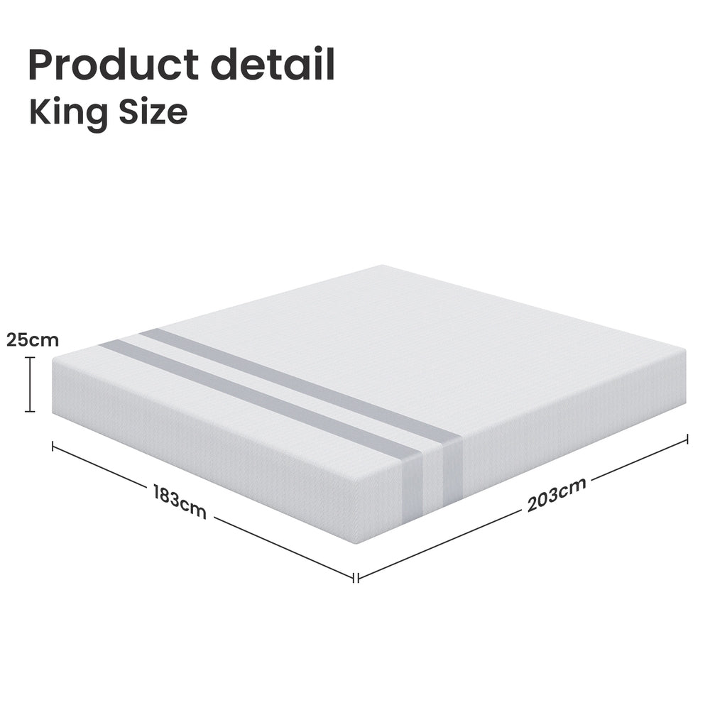 BedStory King Memory Foam Mattress 25cm Cooling Gel Foam Mattress in a Box Medium Feel-2