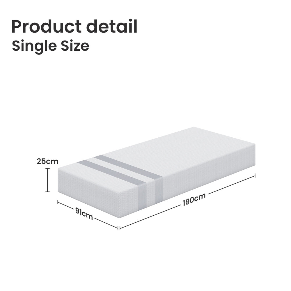 BedStory Single Memory Foam Mattress 25cm Cooling Gel Foam Mattress in a Box Medium Feel-2