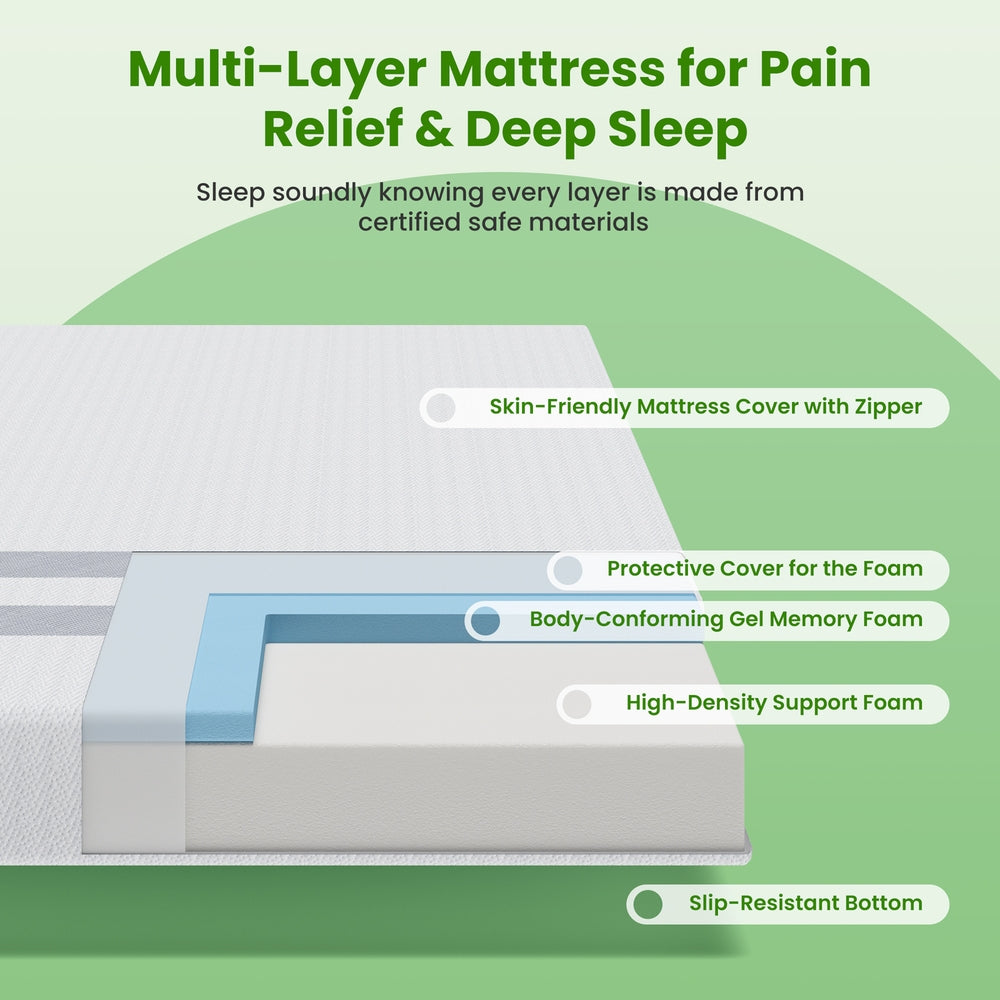 BedStory Single Memory Foam Mattress 25cm Cooling Gel Foam Mattress in a Box Medium Feel-5