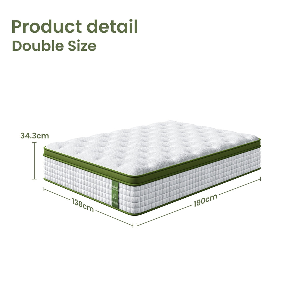 BedStory Double Mattress 34cm Medium - Hybrid Mattress for Pressure Relief Motion Isolation-2