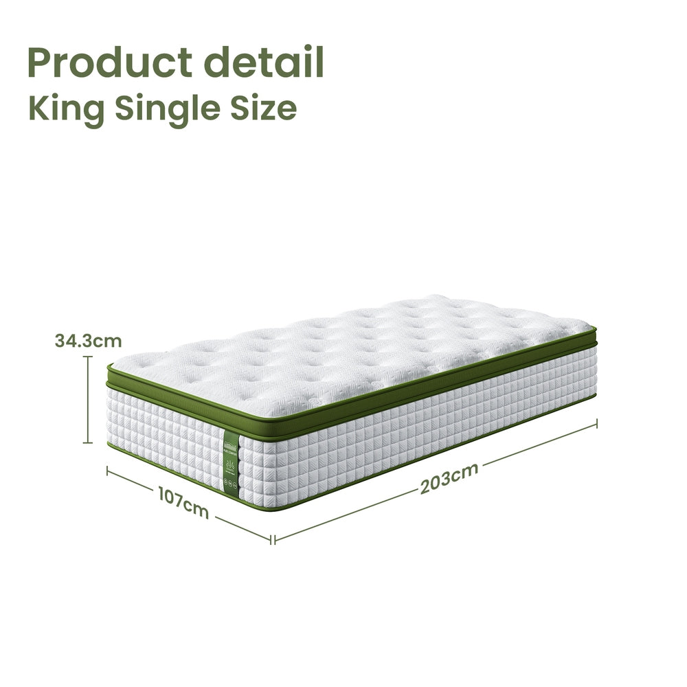 BedStory King Single Mattress 34cm Medium - Hybrid Mattress for Pressure Relief Motion Isolation-2