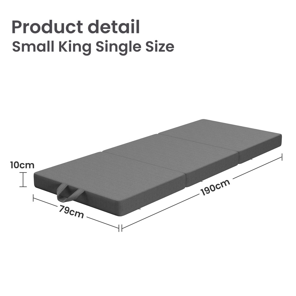 BedStory Folding Mattress Small King Single Trifold Mattress Firm Support Foam Washable Cover 10cm-2