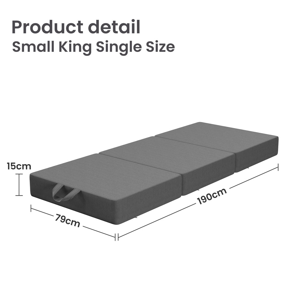 BedStory Folding Mattress Small King Single Trifold Mattress Firm Support Foam Washable Cover 15cm-2