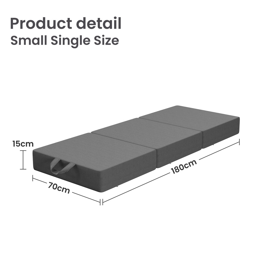 BedStory Folding Mattress Small Single Trifold Mattress Firm Support Foam Washable Cover 15cm-2