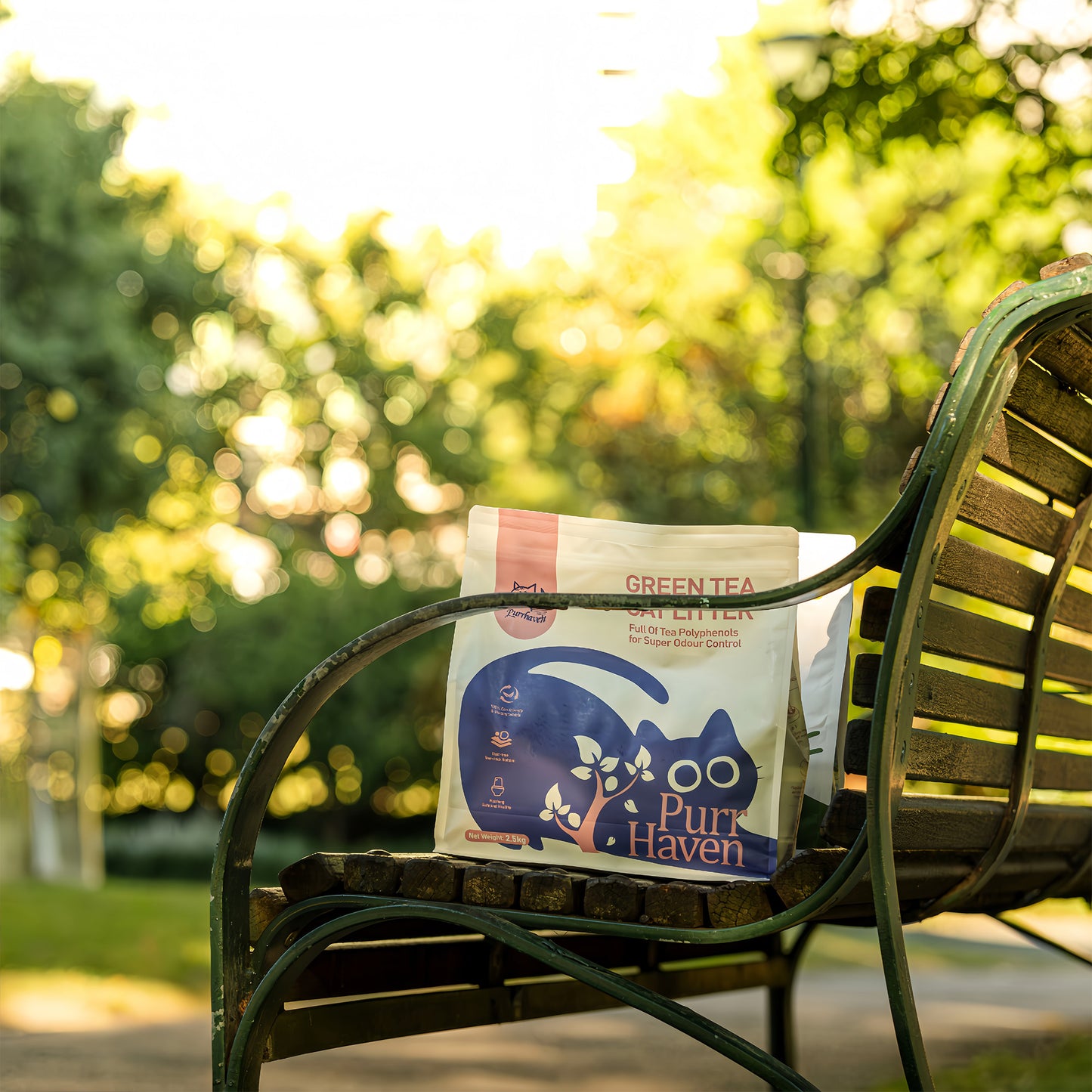 PurrHaven Green Tea Clumping Cat & Kitty Litter, 30kg (12 Pack),Dust Free,Natural Flusable,Easy to Clean,Odour Neutraliser,Rapid Liquid Absorption,Non-Toxic Formula