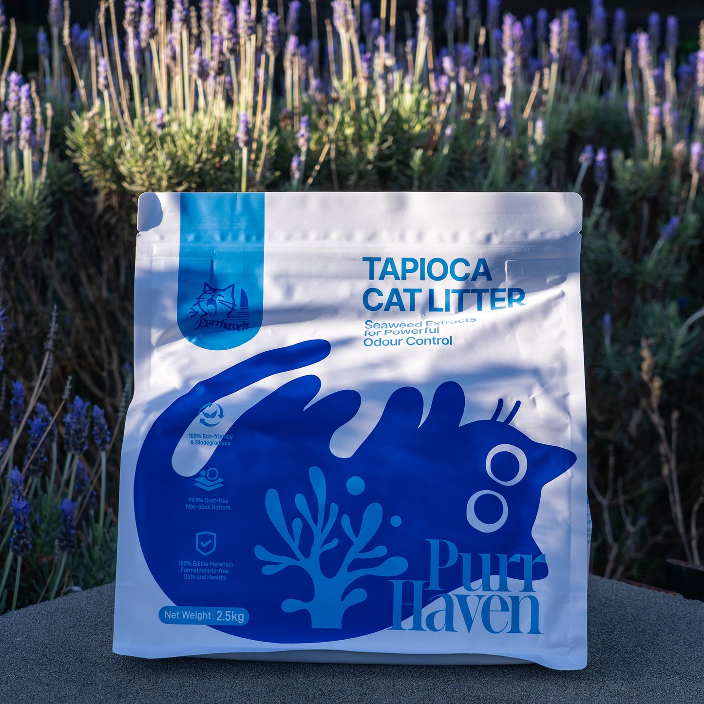 PurrHaven Tapioca Clumping Cat & Kitty Litter, 15kg (6 Pack),Dust Free,Natural Flusable,Easy to Clean,Odour Neutraliser,Rapid Liquid Absorption,Non-Toxic Formula