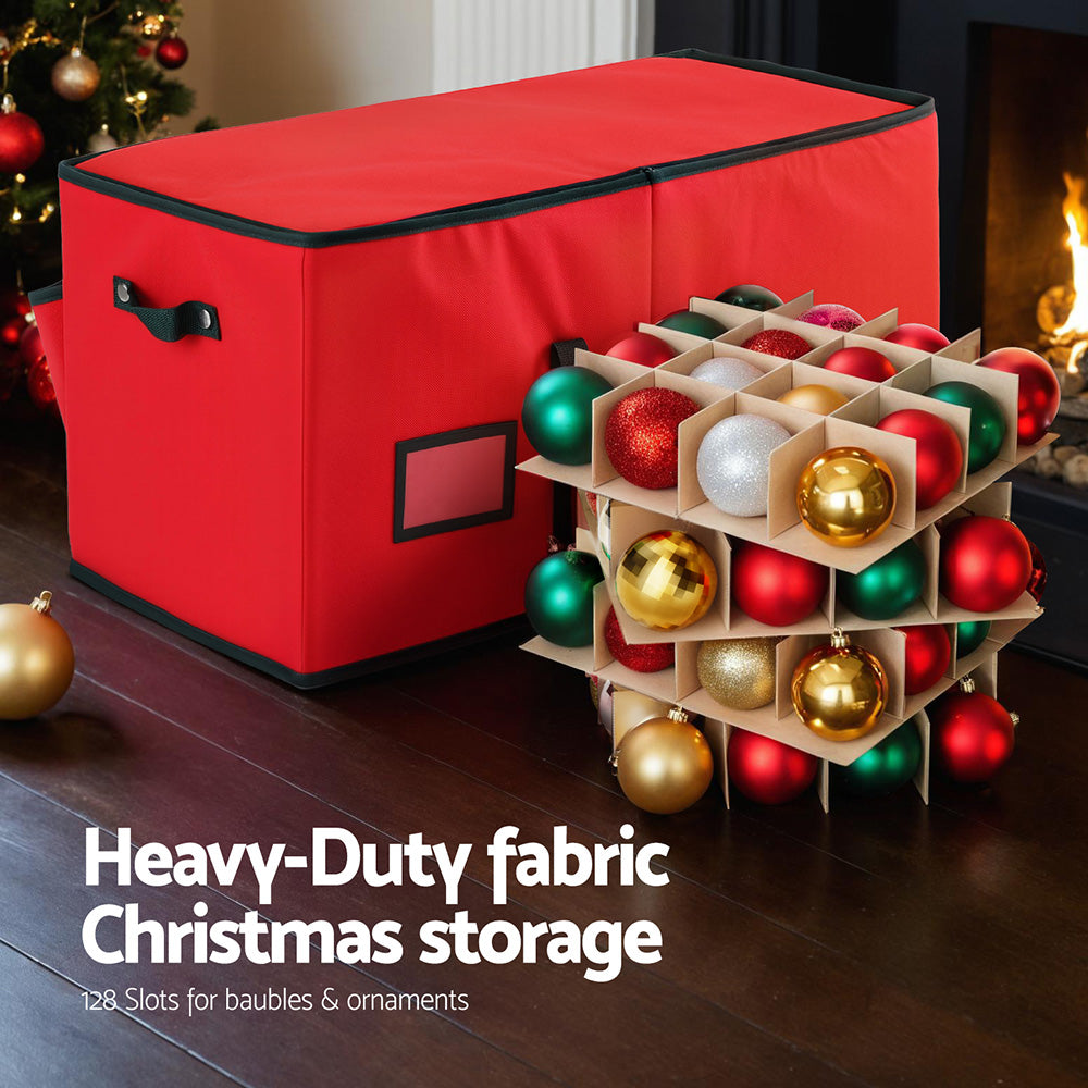 Jingle Jollys Christmas Baubles Storage Box 128 Slots Decor Ornaments Container-3