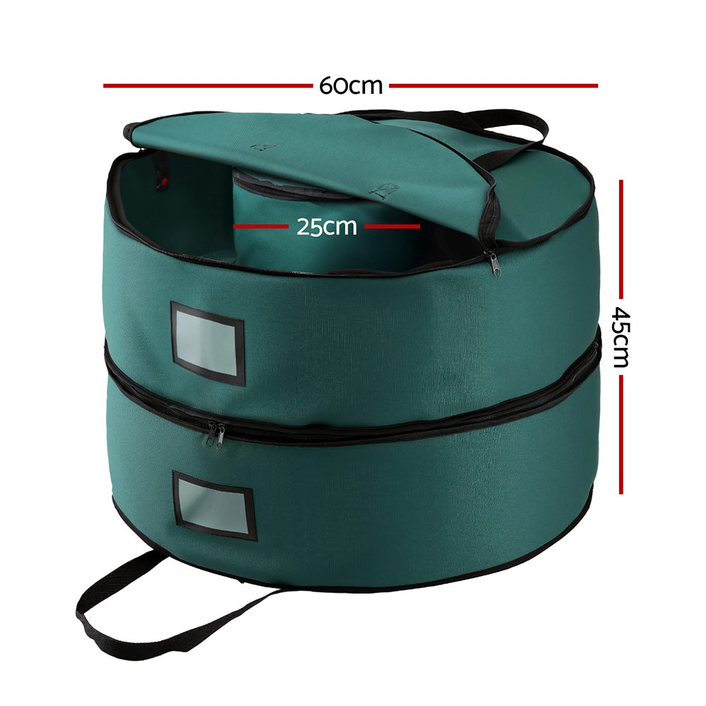 Jingle Jollys Christmas Garland Wreath Storage Bag 2-Tier Ornaments Holder 60cm-1