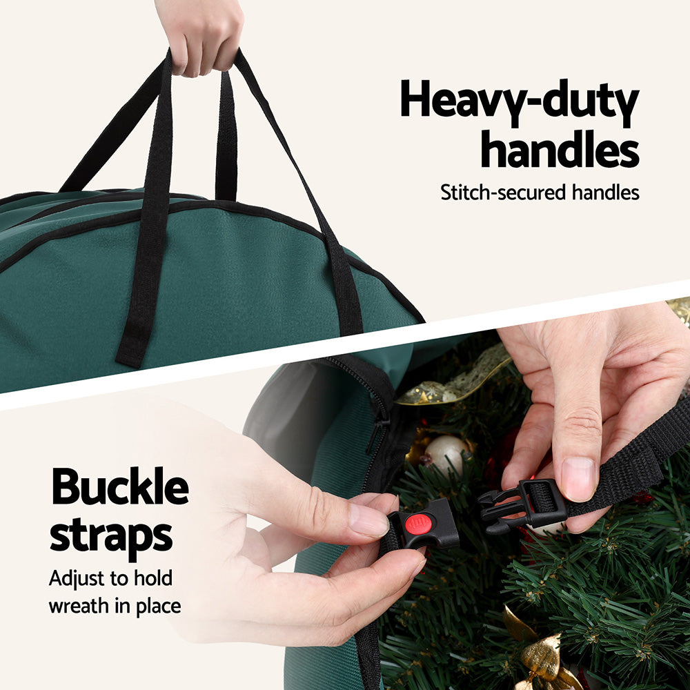 Jingle Jollys Christmas Garland Wreath Storage Bag 2-Tier Ornaments Holder 60cm-5