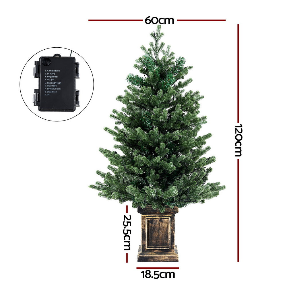 Jingle Jollys Christmas Tree 1.2M LED Potted Xmas Tree Party Decor 8 Light Modes-1