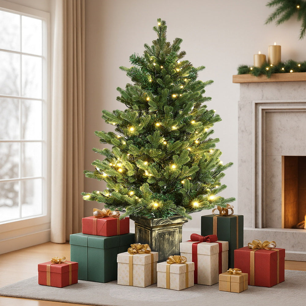 Jingle Jollys Christmas Tree 1.2M LED Potted Xmas Tree Party Decor 8 Light Modes-6