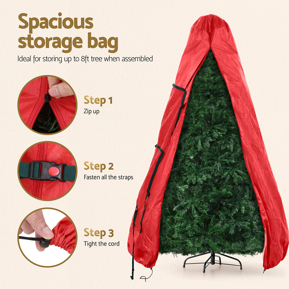 Jingle Jollys Christmas Tree Storage Bag Fits Up to 8ft Tree Xmas Bag Zipper Red-3