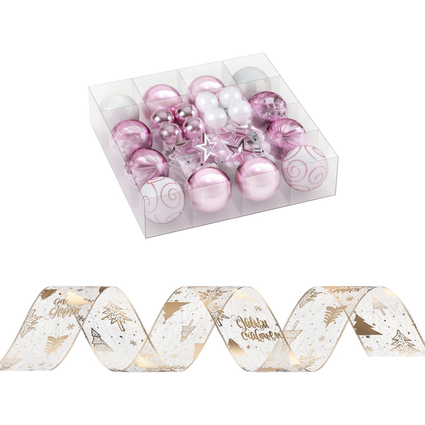 Jingle Jollys Christmas Tree Decoration Set Ribbon Baubles Ornaments Party 34pcs-2