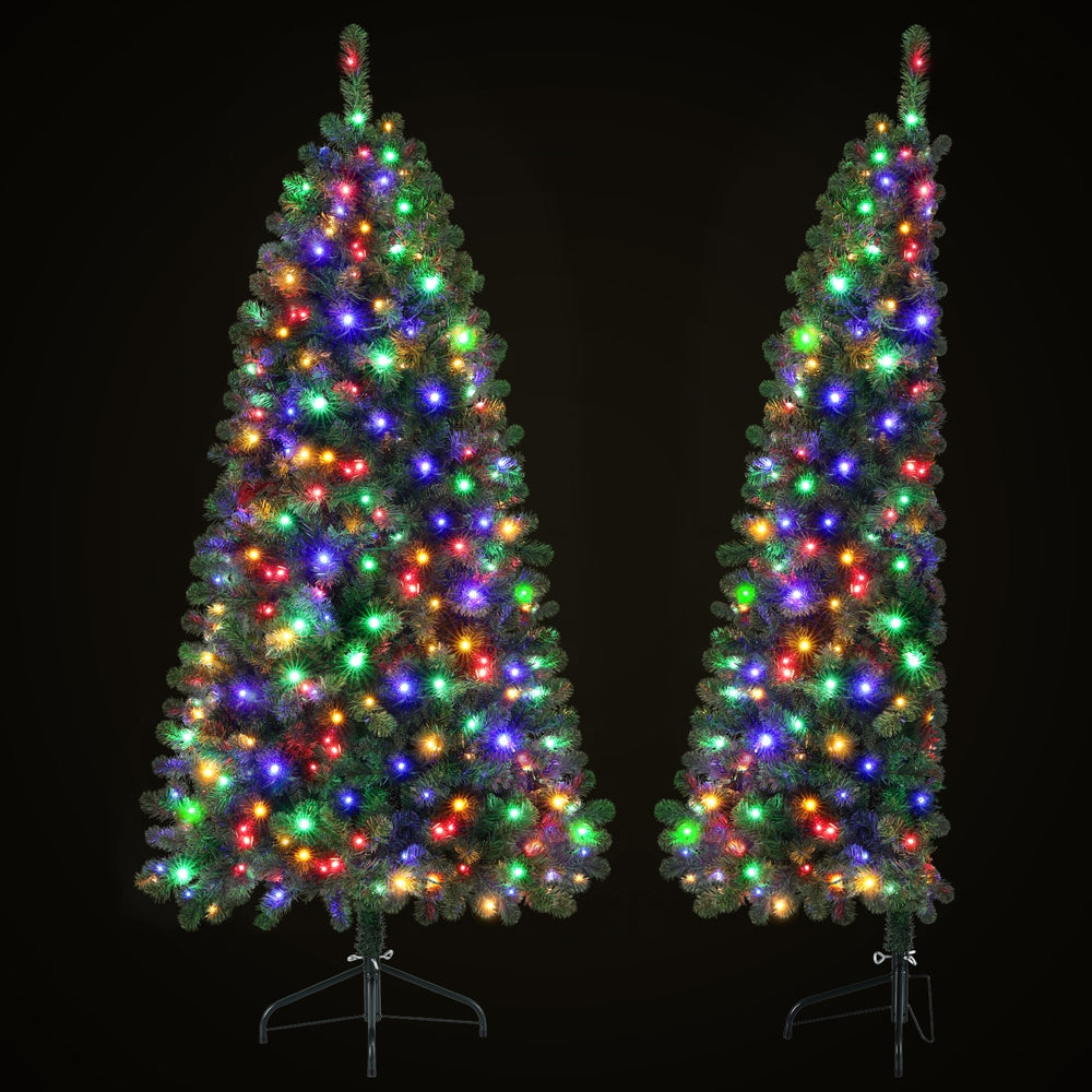 Jingle Jollys Christmas Tree 1.8M LED Corner Xmas Tree Half 8 Modes Multi-color-2