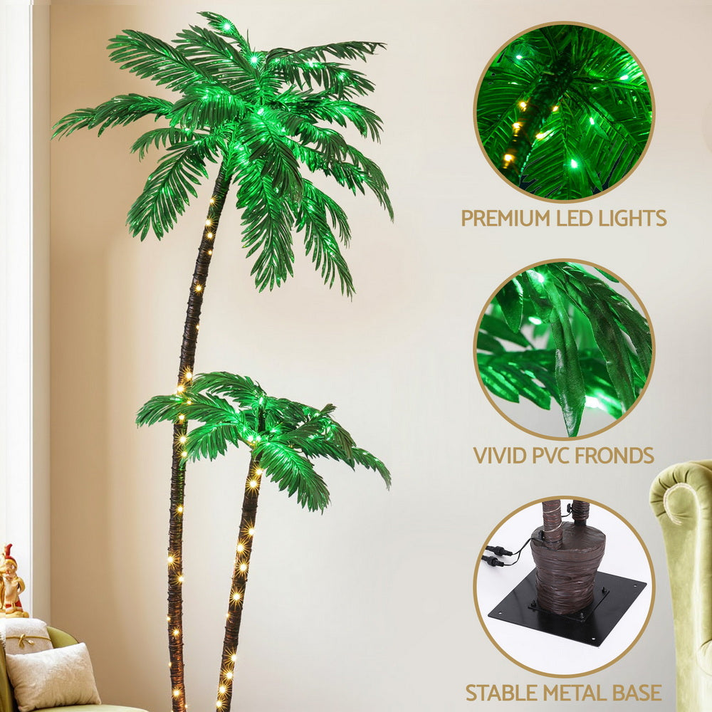 Jingle Jollys Christmas Tree 2.1m LED Lighted Xmas Palm Trees Party Decorations-5