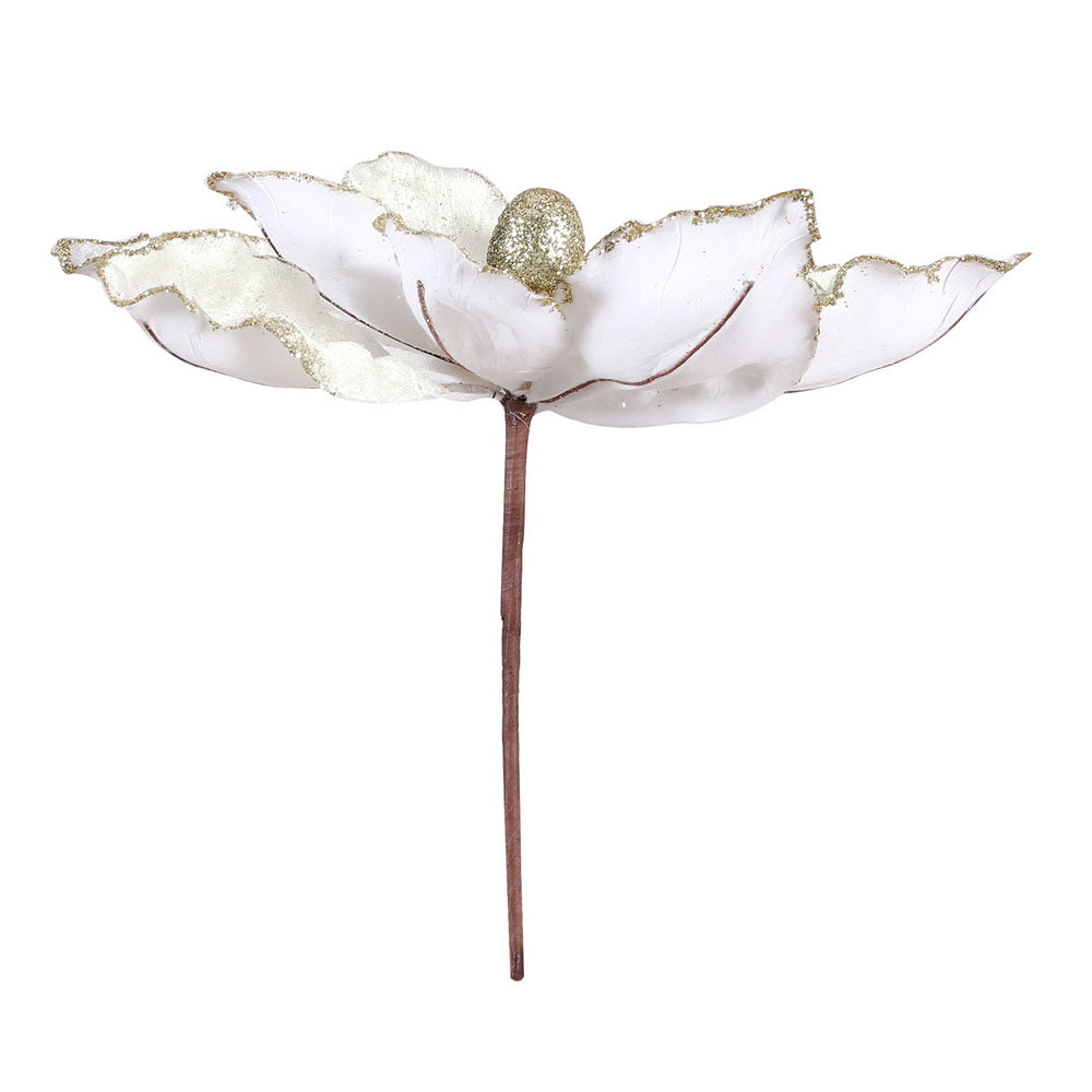 Jingle Jollys 14Pcs Christmas Tree Flower Set Xmas Garland Wreath Magnolia White-2