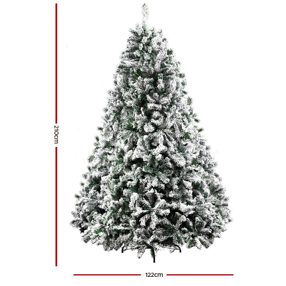 Jingle Jollys Christmas Tree 2.1M Xmas Trees Decorations Snowy 1106 Tips-1