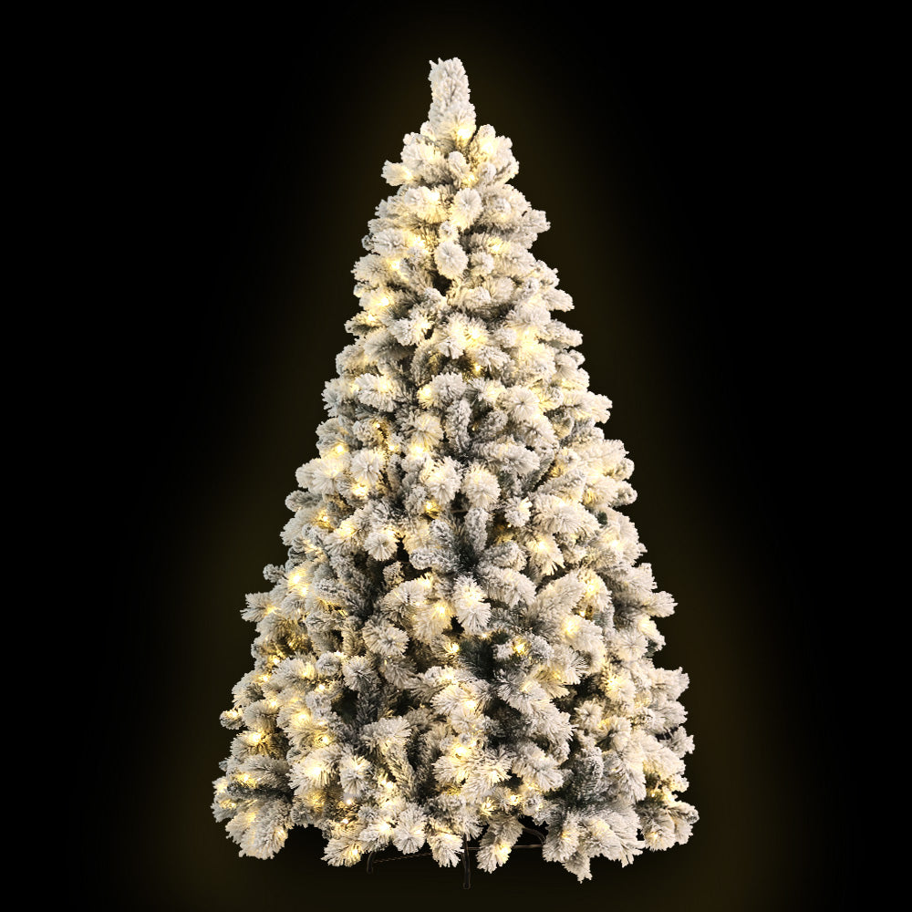 Jingle Jollys Christmas Tree 2.1M Xmas Tree with 500 LED Lights Snowy Tips-0