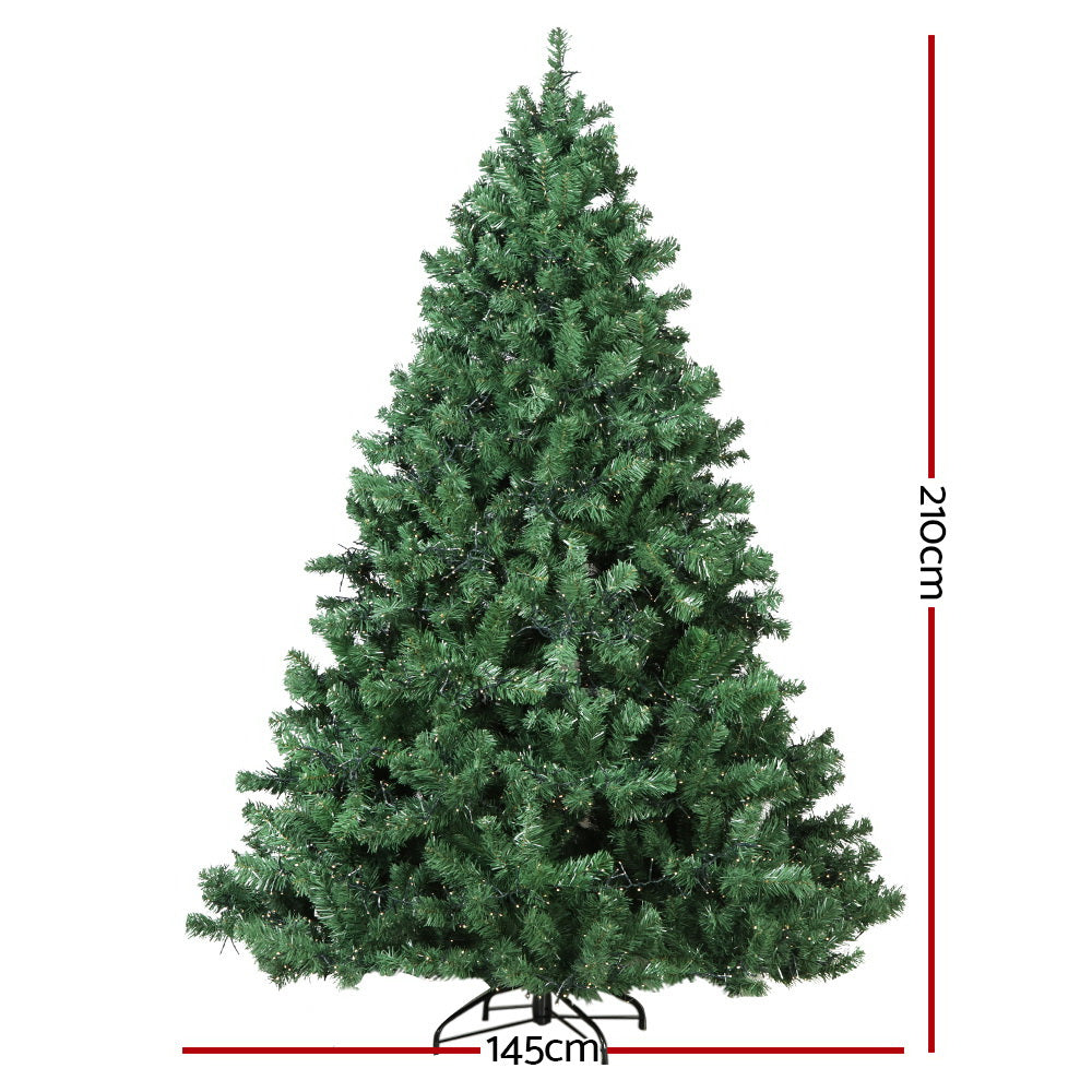 Jingle Jollys Christmas Tree 2.1M Xmas Tree Decorations 3000 LEDs 8 Light Mode-1