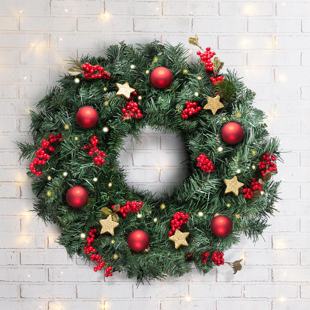 Jingle Jollys 60cm Christmas Wreath Garland Xmas Decorations Wedding Party-6