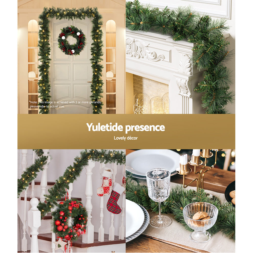 Jingle Jollys 1.8m Christmas Garland with LED lights Party Xmas Decorations-4