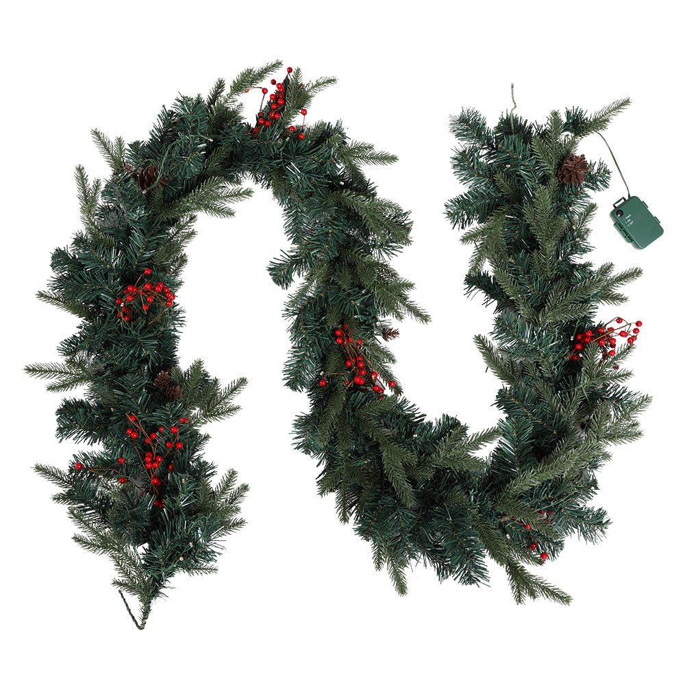Jingle Jollys 2.4m Christmas Garland with LED Lights Decorations Xmas Party-0