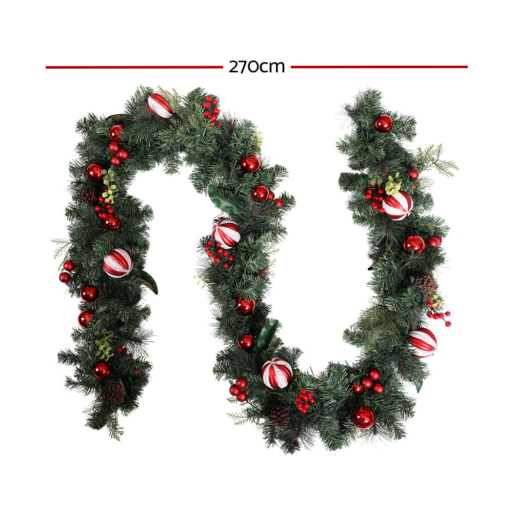 Jingle Jollys 2.7m Christmas Garland with Decorations Xmas Wedding Party-1