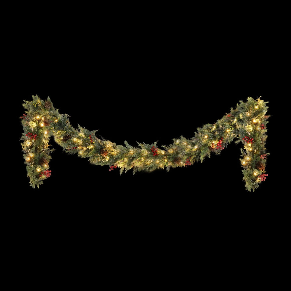 Jingle Jollys 3M Christmas Garland Pre-lit LED with Pine Cones Xmas Decor Green-2