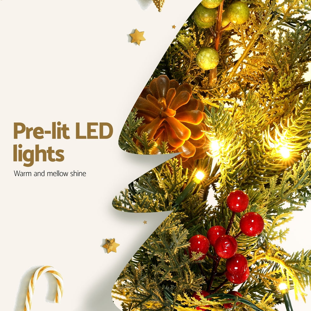 Jingle Jollys 3M Christmas Garland Pre-lit LED with Pine Cones Xmas Decor Green-5