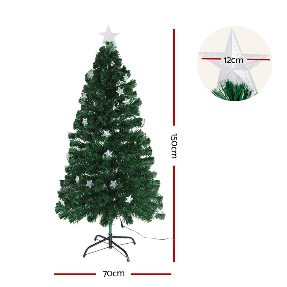 Jingle Jollys 1.5m Christmas Tree Optic Fibre LED Xmas tree Multi Colour-1