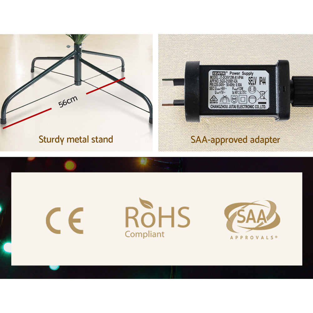 Jingle Jollys 1.8m Christmas Tree Optic Fibre LED Xmas tree Warm White-7